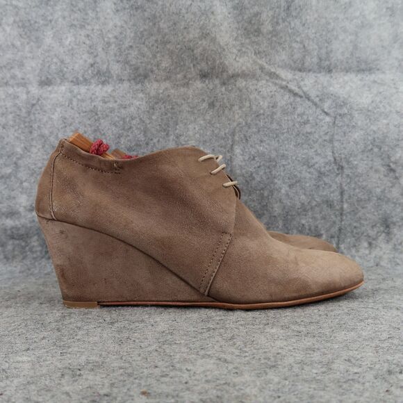 AGL Shoes Womens 38 Booties Fashion Wedge Desert Chukka Leather Lace Up Brown - Picture 2 of 15